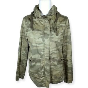 SO CAMO GREEN HOODED UTILITY JACKET SZ.S EUC